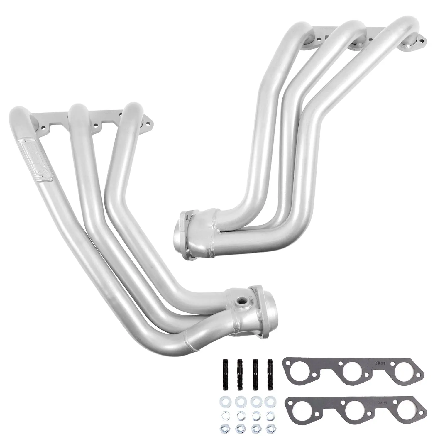 Jeep Wrangler 3.8 1-5/8 Long Tube Exhaust Headers With High Flow Cats Polished Silver Ceramic 07-11 - Reconditioned